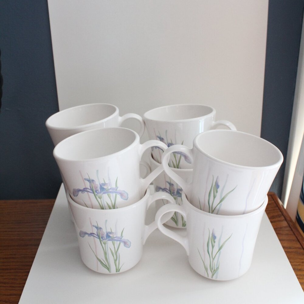 Corelle  Shadow Iris Flat Cups/ Mugs 8 Pieces